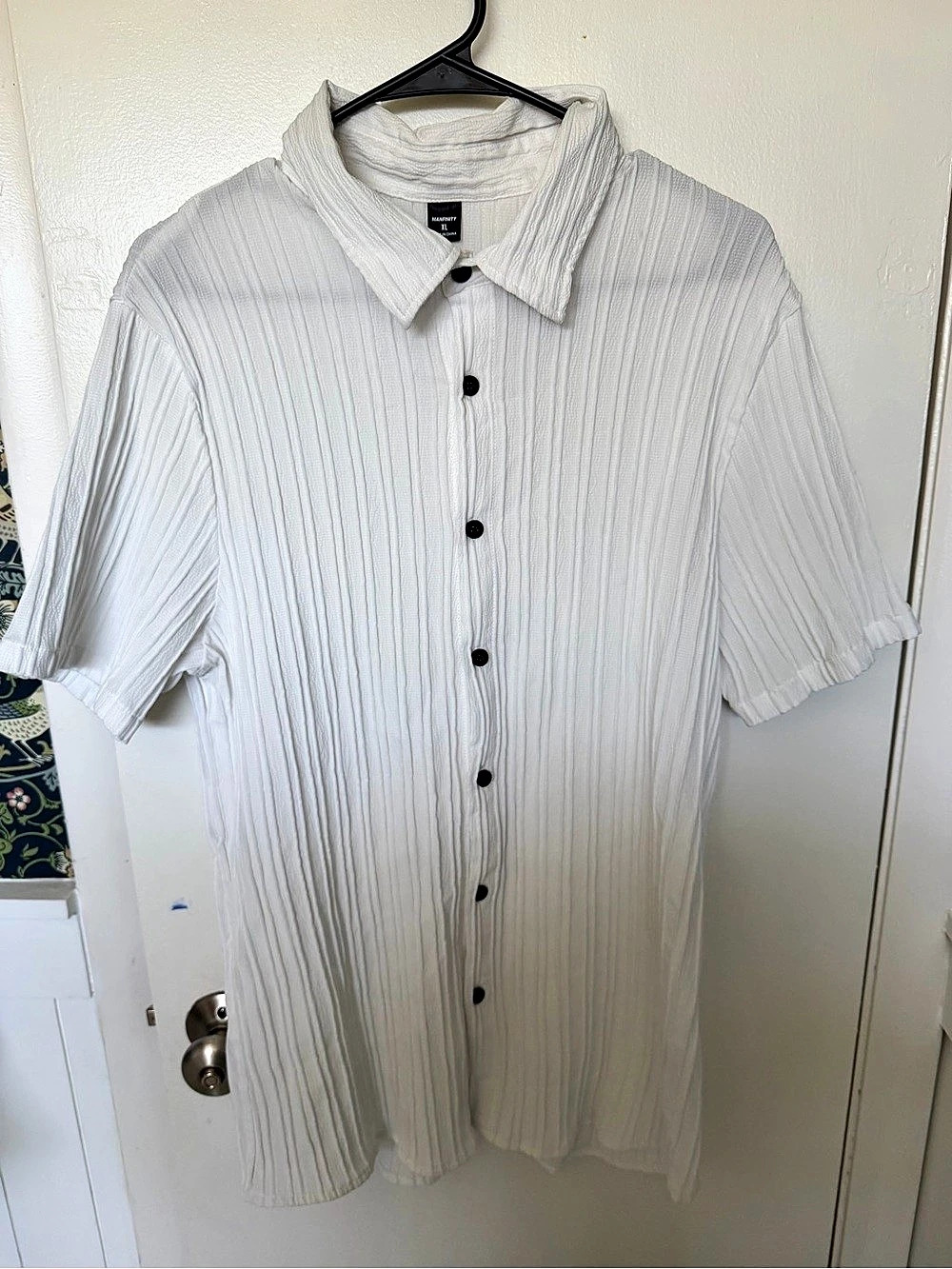 MANFINITY Pleated Button Down Shirt White XL